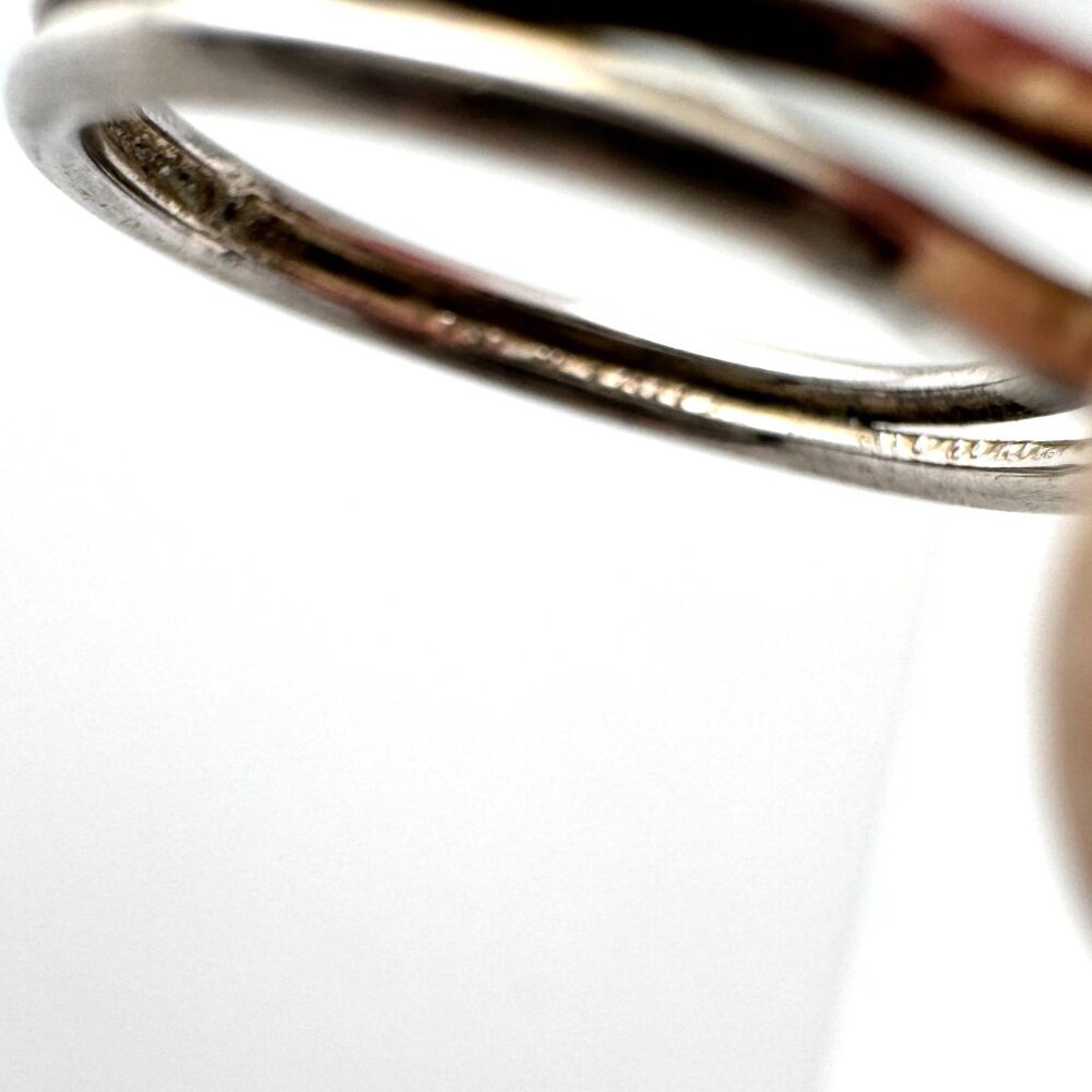 Vintage Sterling Silver Ring Oval Garnet Gemstone Nature Left Design Size 7.5 - Picture 6 of 9